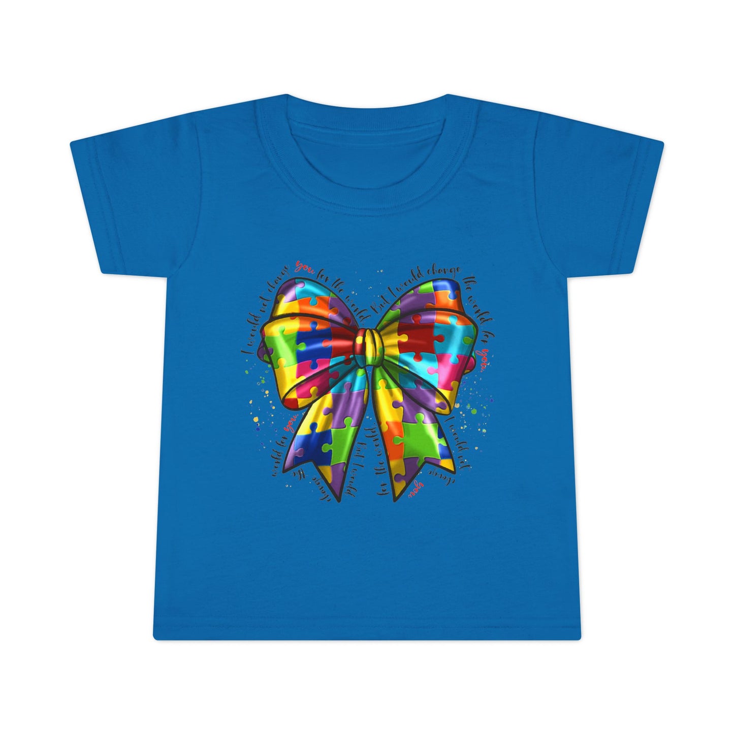 Autism Awareness Puzzle Ribbon Bow Toddler T-Shirt