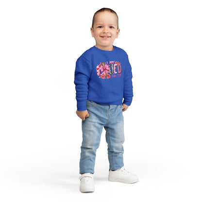 Toddler Sweatshirt - "I Am Loved" John 3:16 Pink Cross Faith Pullover