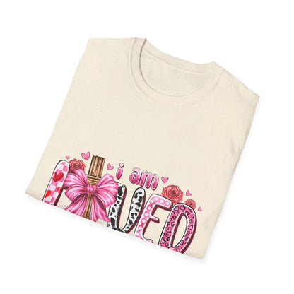 I Am Loved John 3:16 T-Shirt — Pink Floral Christian Faith Tee