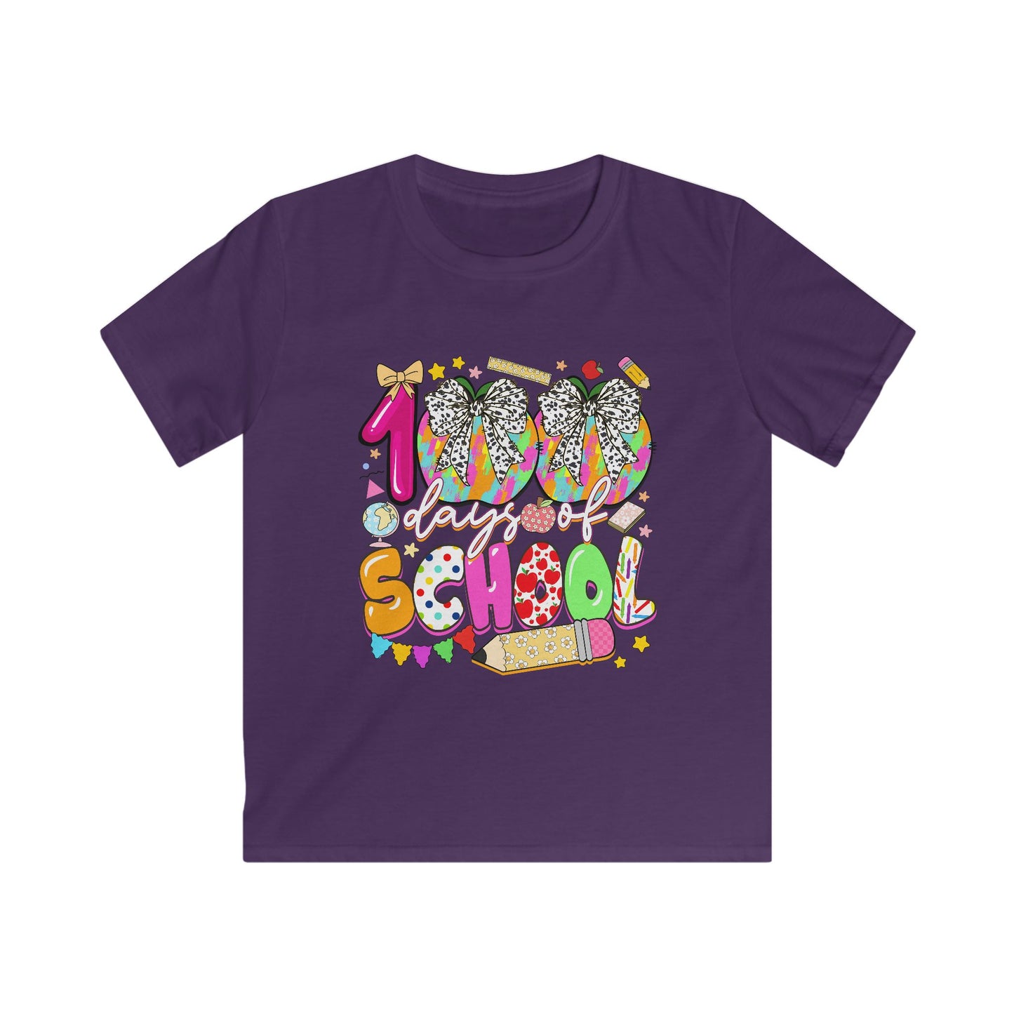 Kids Tee — Colorful "100% School" Back-to-School Graphic Shirt