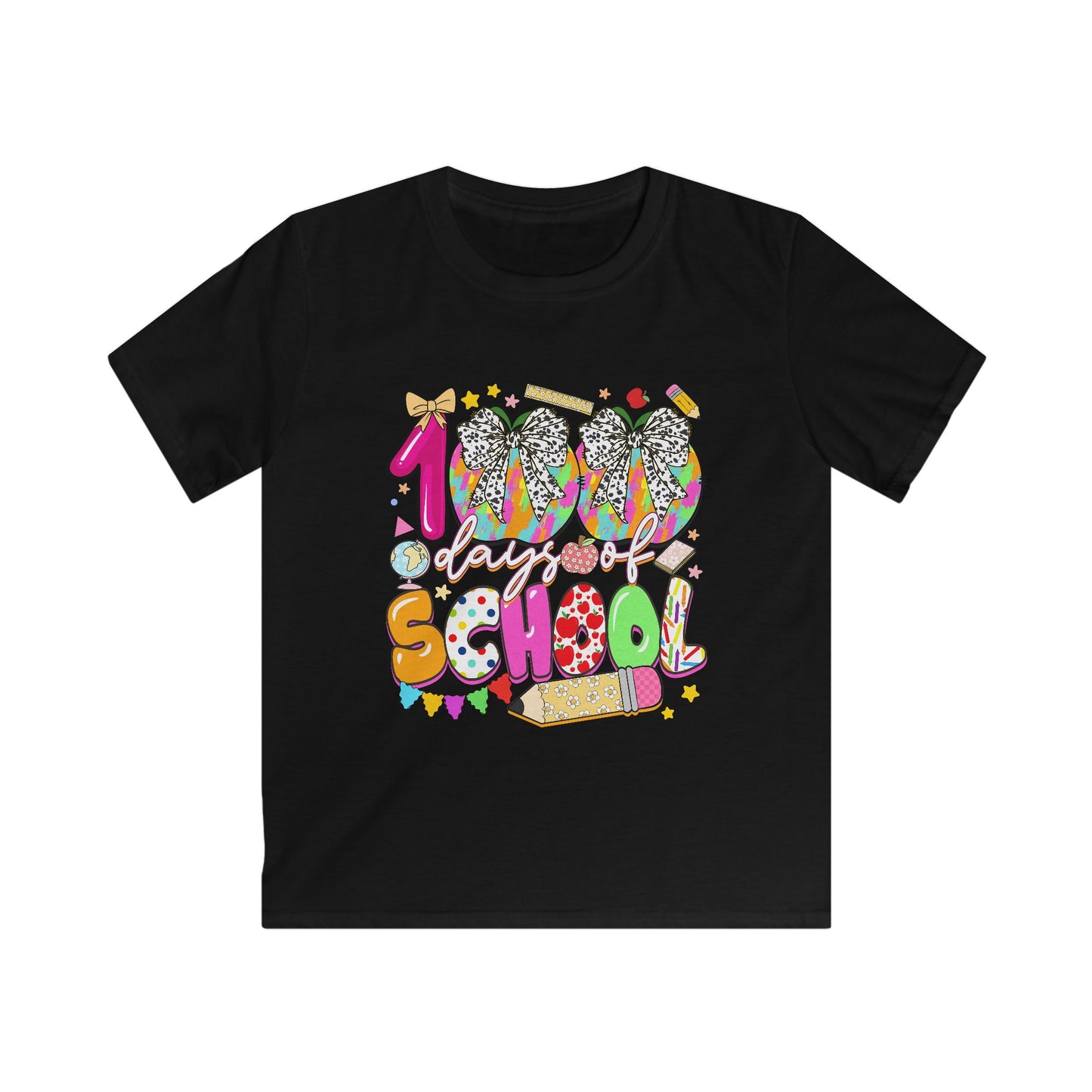 Kids Tee — Colorful "100% School" Back-to-School Graphic Shirt