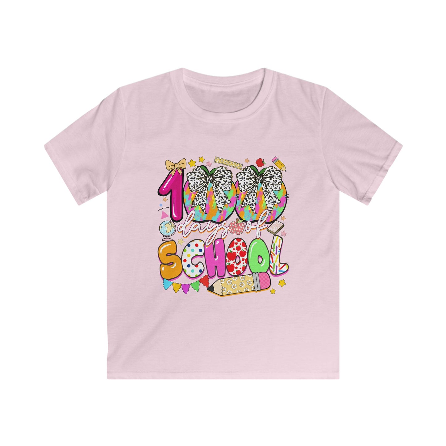 Kids Tee — Colorful "100% School" Back-to-School Graphic Shirt