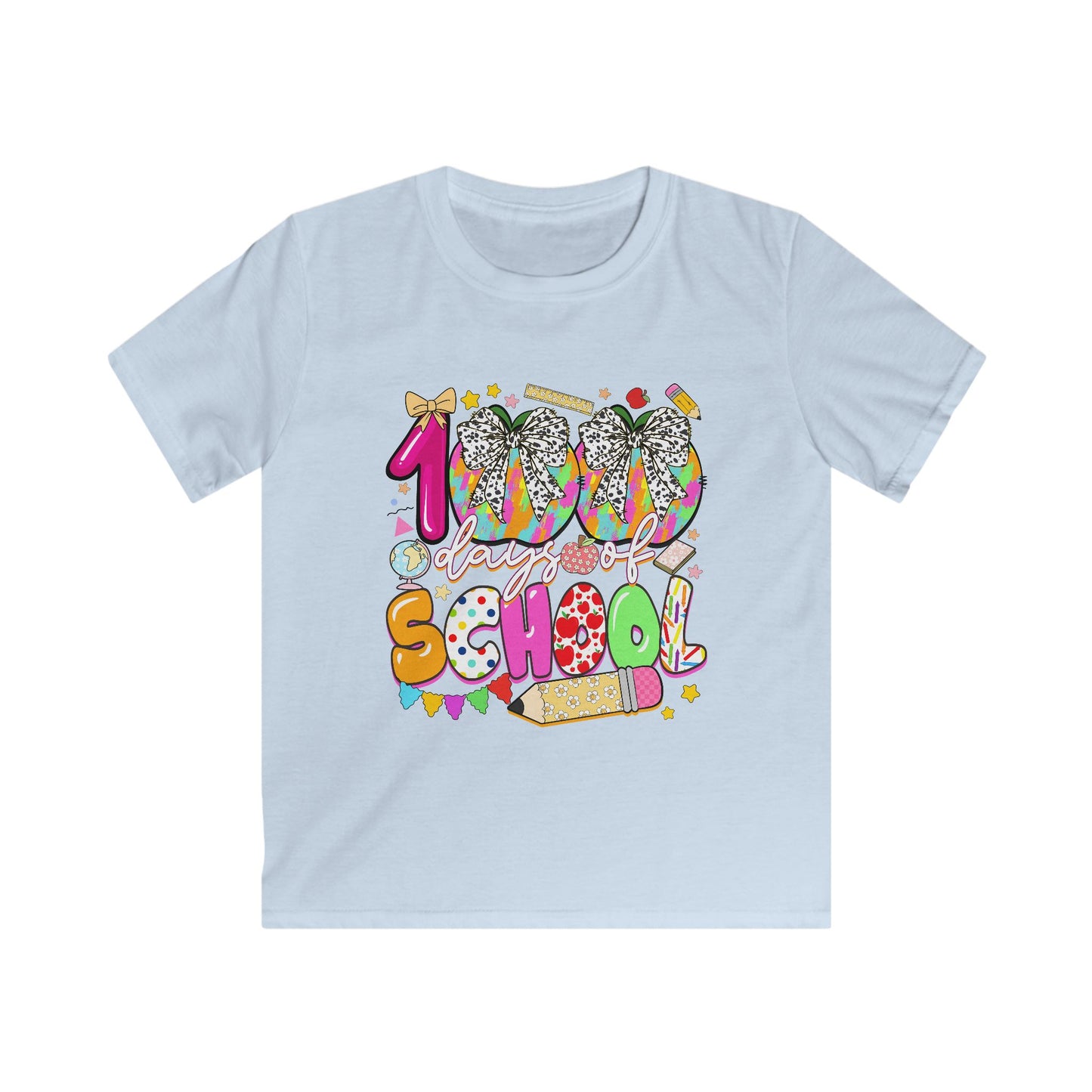 Kids Tee — Colorful "100% School" Back-to-School Graphic Shirt