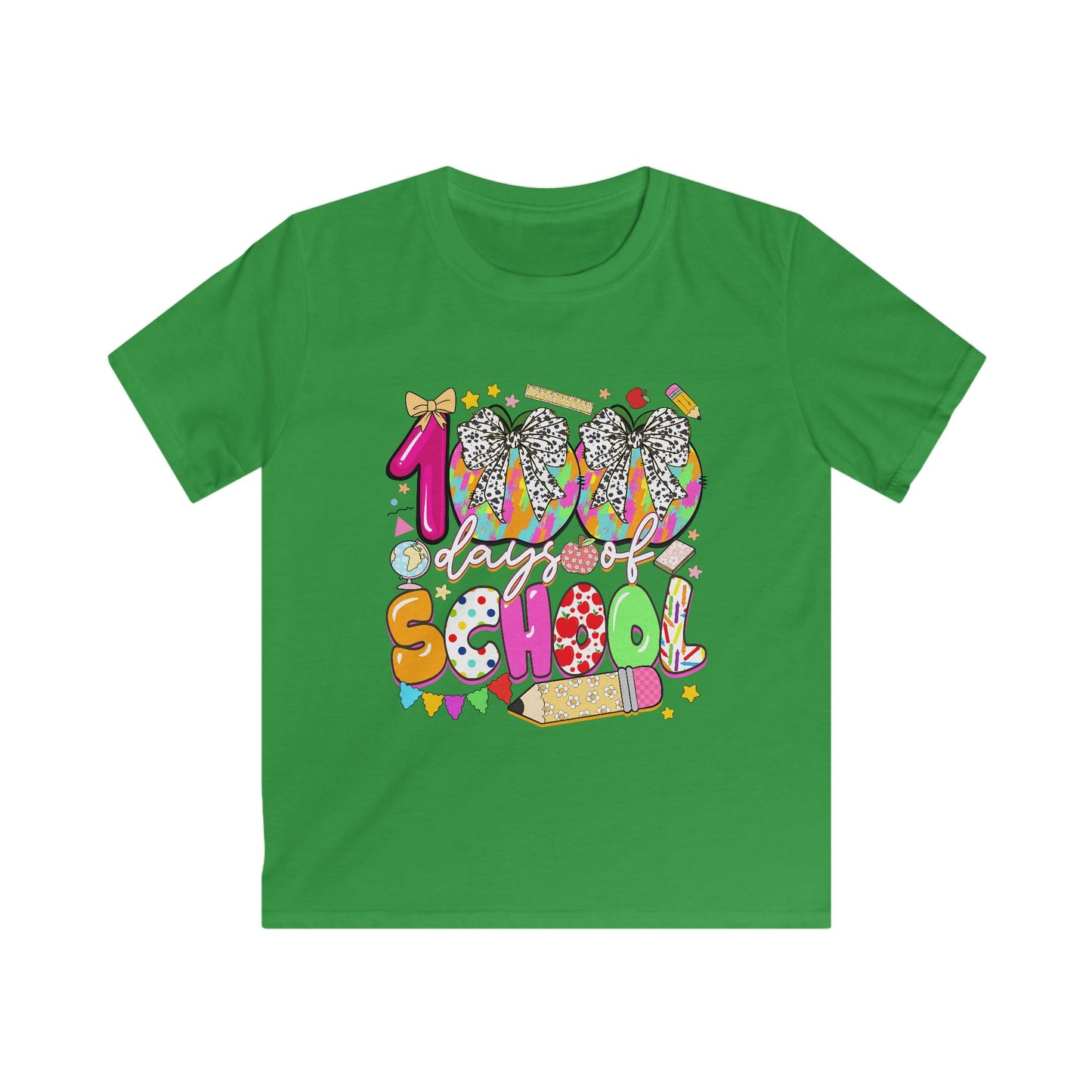 Kids Tee — Colorful "100% School" Back-to-School Graphic Shirt