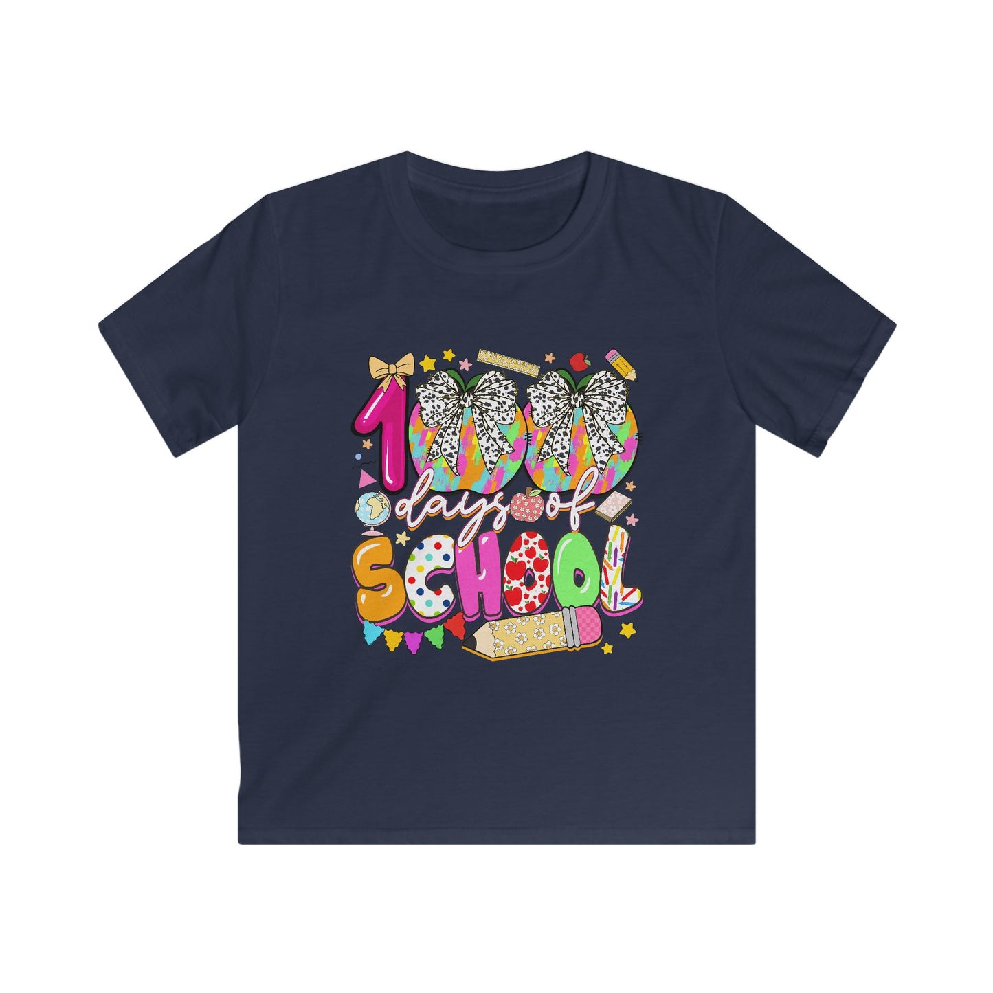 Kids Tee — Colorful "100% School" Back-to-School Graphic Shirt