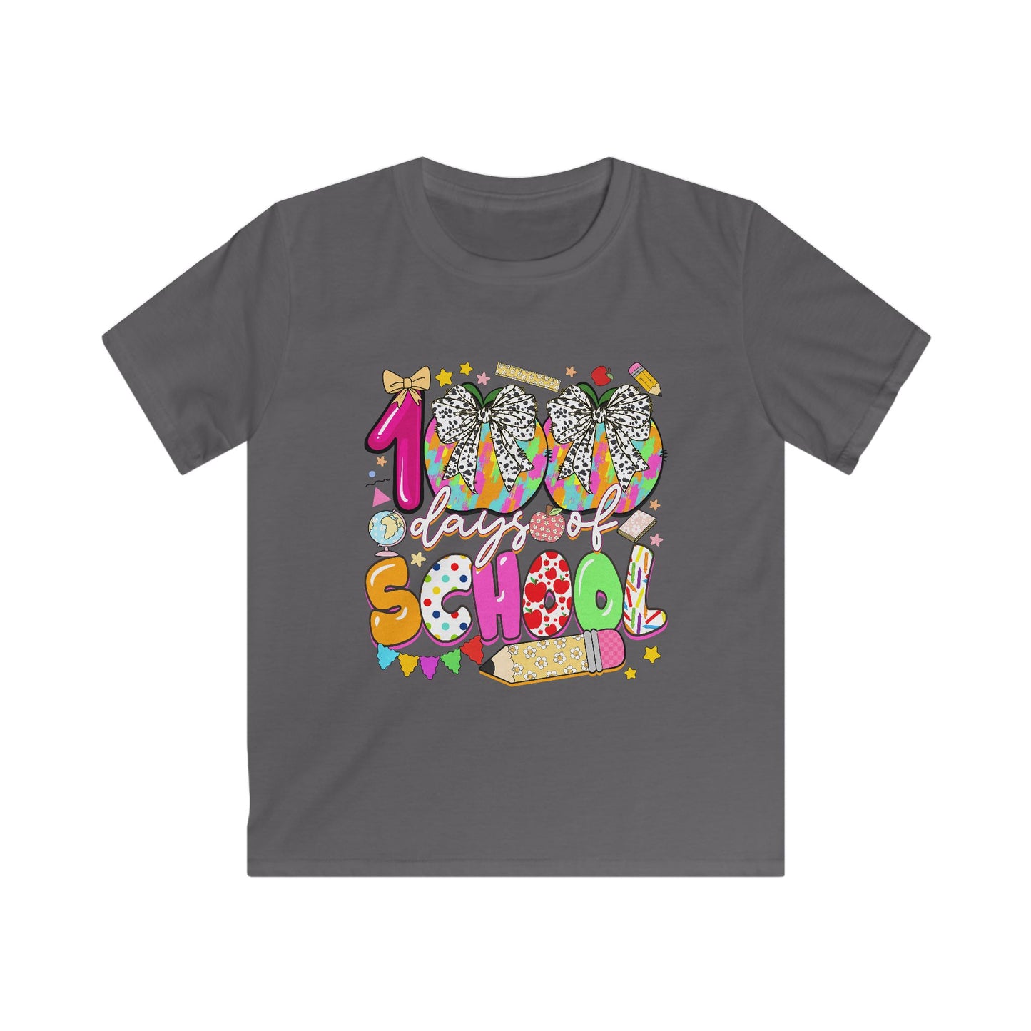 Kids Tee — Colorful "100% School" Back-to-School Graphic Shirt