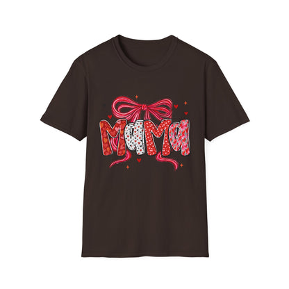 Mama Heart Graphic T-Shirt — Cute Floral ‘MAMA’ Design with Ribbon (Mother’s Day Gift)