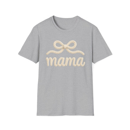 Mama Bow T-Shirt — Soft Feminine "mama" Script Tee (Mother's Day Gift)
