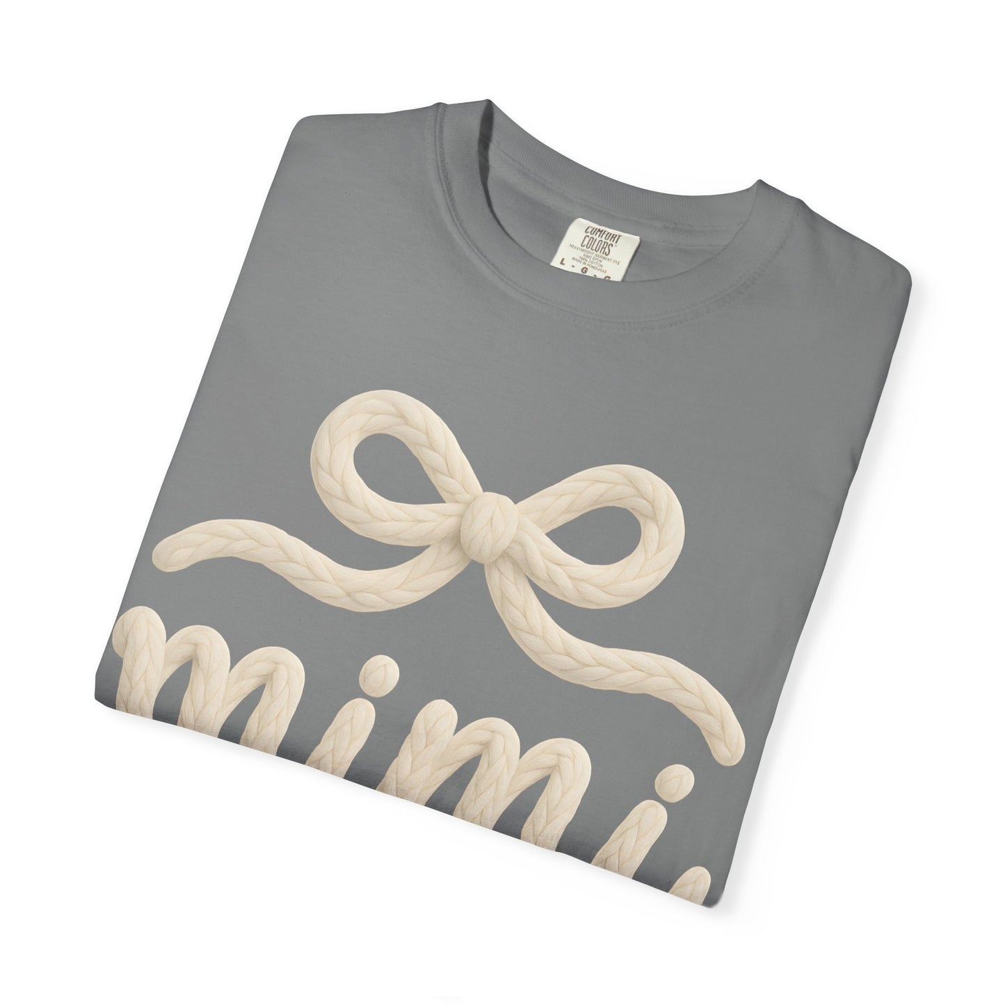 Mimi Bow Script T-Shirt — Soft Cream Knit Lettering Gift Tee