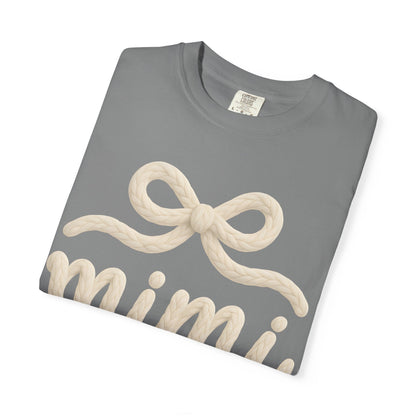 Mimi Bow Script T-Shirt — Soft Cream Knit Lettering Gift Tee