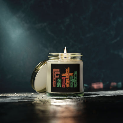 Scripture Word Art Candle — Coconut Apricot Scented Jar (4oz/9oz)