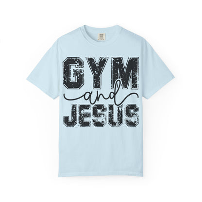 Gym and Jesus T-Shirt – Faith & Fitness Graphic Tee- COMFORT COLORS