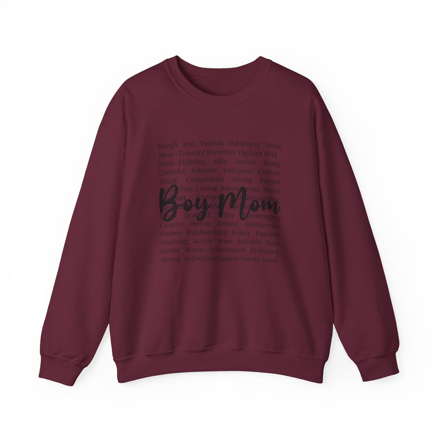 Boy Mom Crewneck Sweatshirt — Script Text Design for Proud Mothers