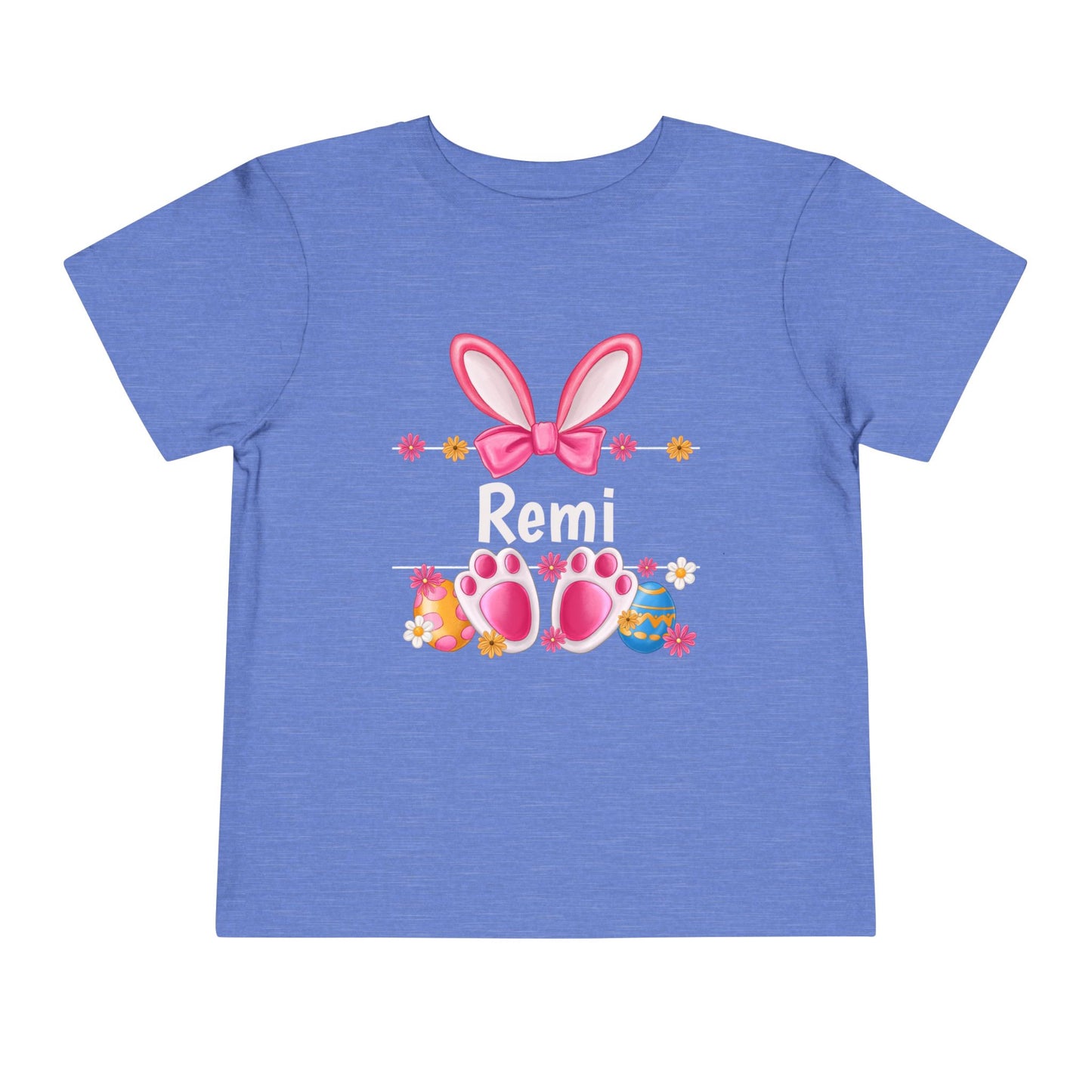 Easter Bunny Toddler Tee — Personalized Pink Bunny Ears & Paw Print Shirt