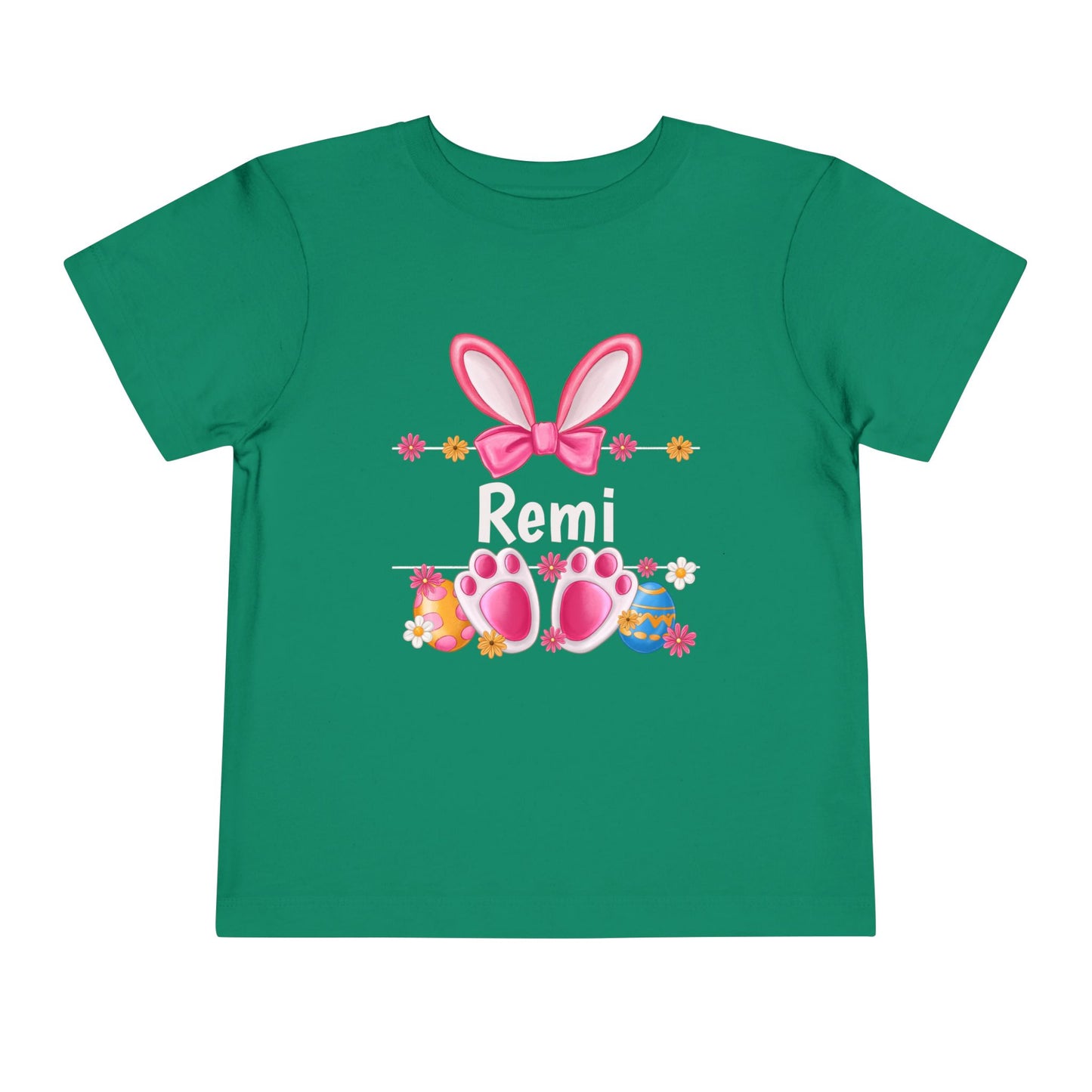 Easter Bunny Toddler Tee — Personalized Pink Bunny Ears & Paw Print Shirt