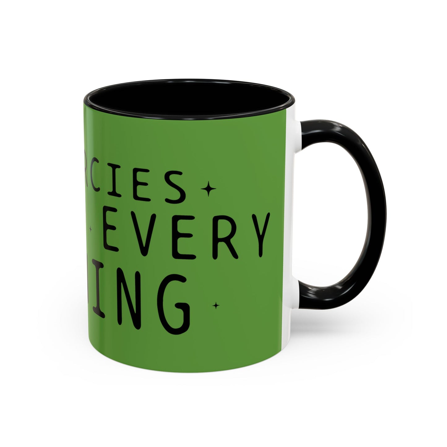 Green Accent Coffee Mug — "New Mercies Every Morning" Inspirational Tea & Coffee Cup