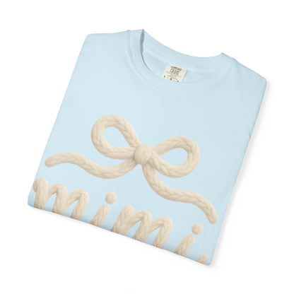 Mimi Bow Script T-Shirt — Soft Cream Knit Lettering Gift Tee