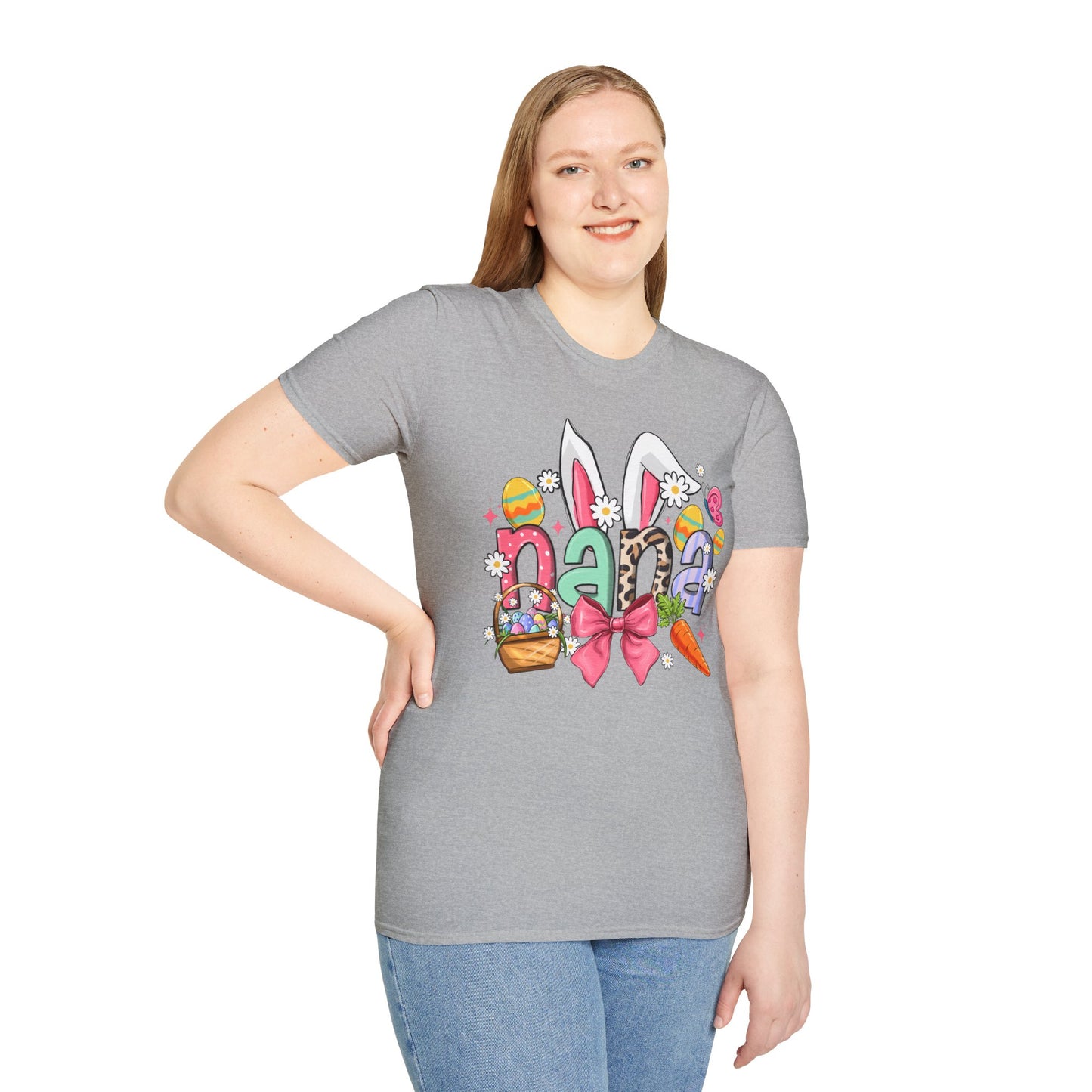 Nana Easter Bunny T-Shirt — Cute Spring Floral & Basket Design