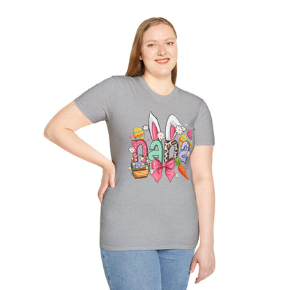 Nana Easter Bunny T-Shirt — Cute Spring Floral & Basket Design