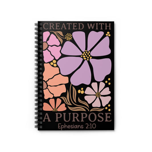 Notebook — "Created With A Purpose" Floral Journal (Ephesians 2:10)