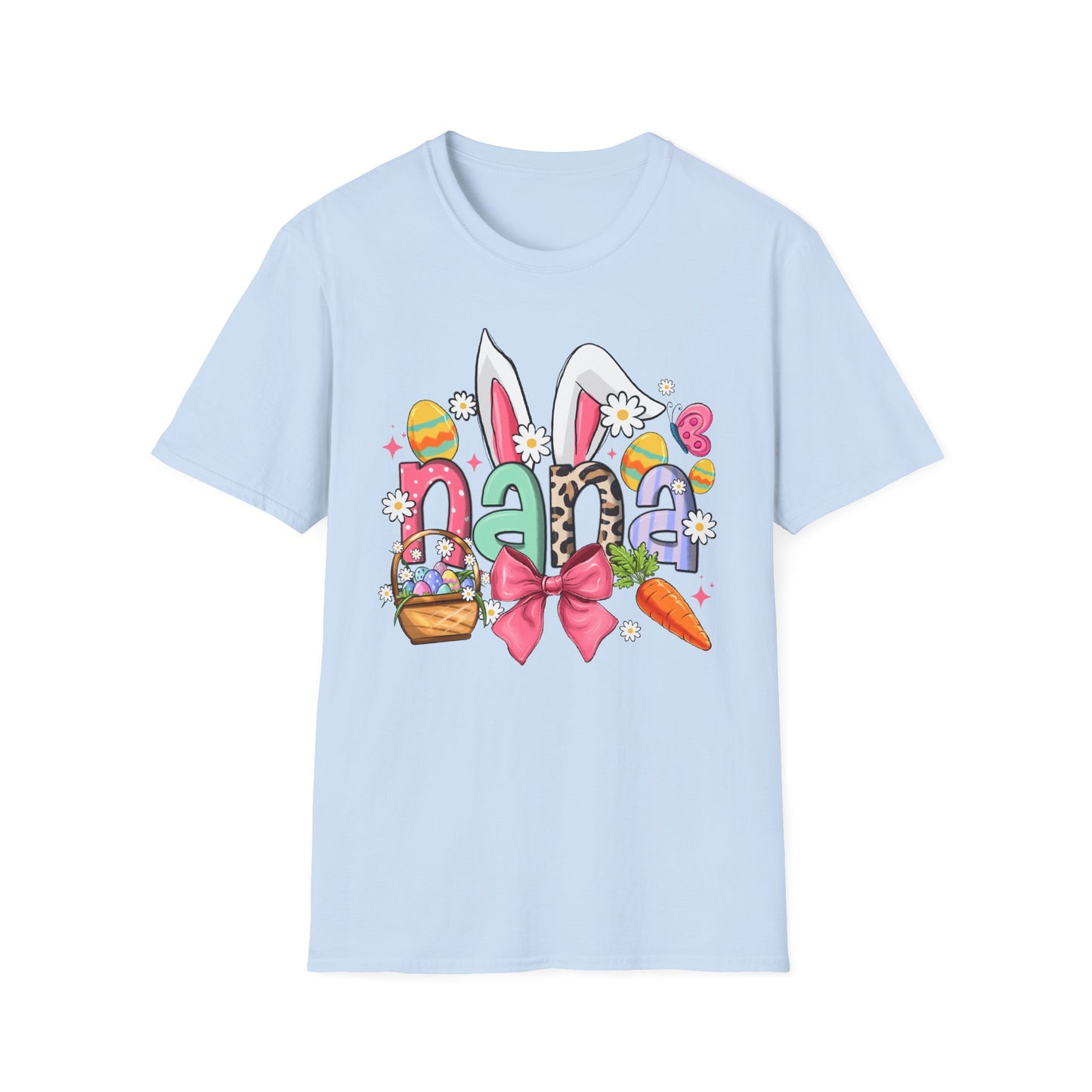 Nana Easter Bunny T-Shirt — Cute Spring Floral & Basket Design