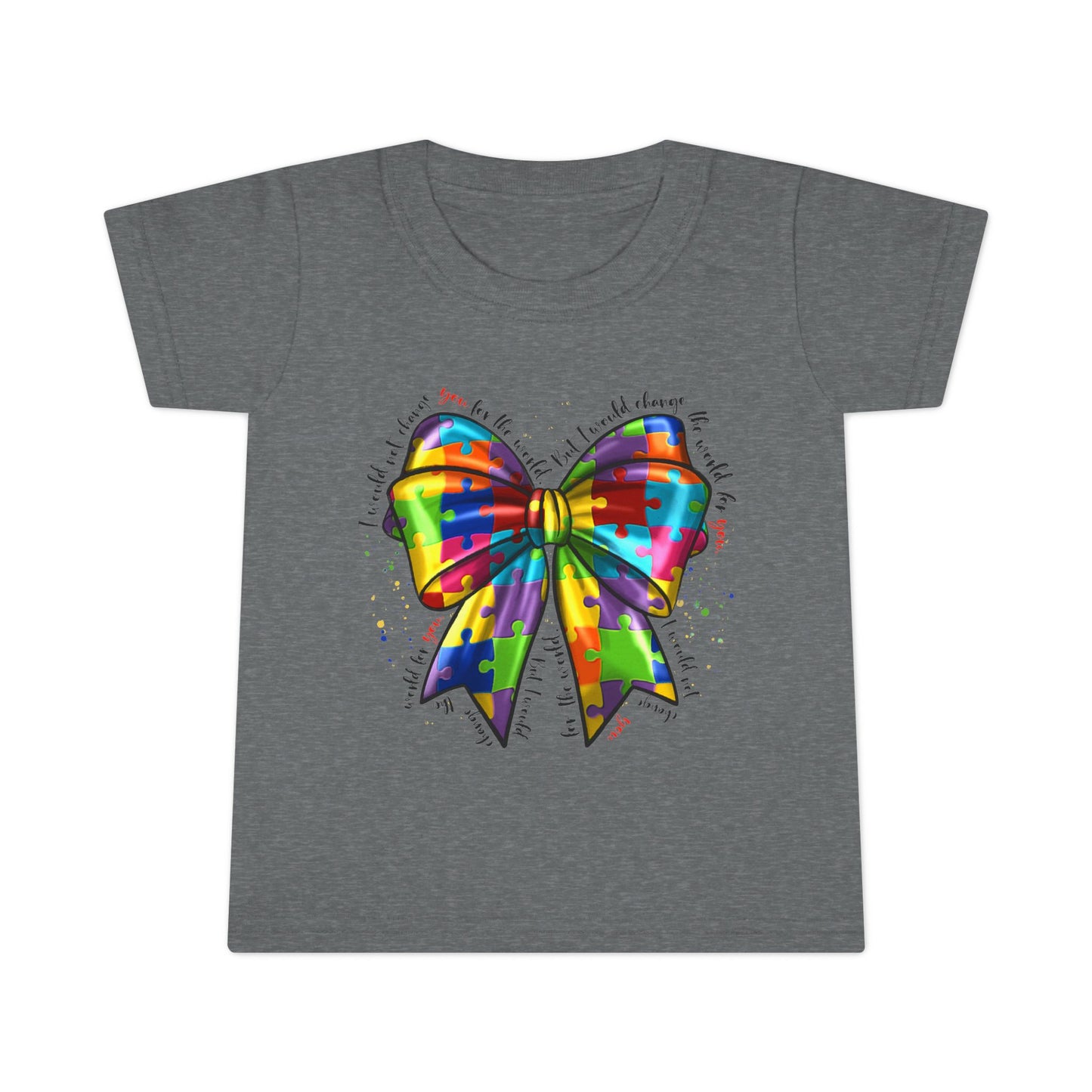 Autism Awareness Puzzle Ribbon Bow Toddler T-Shirt