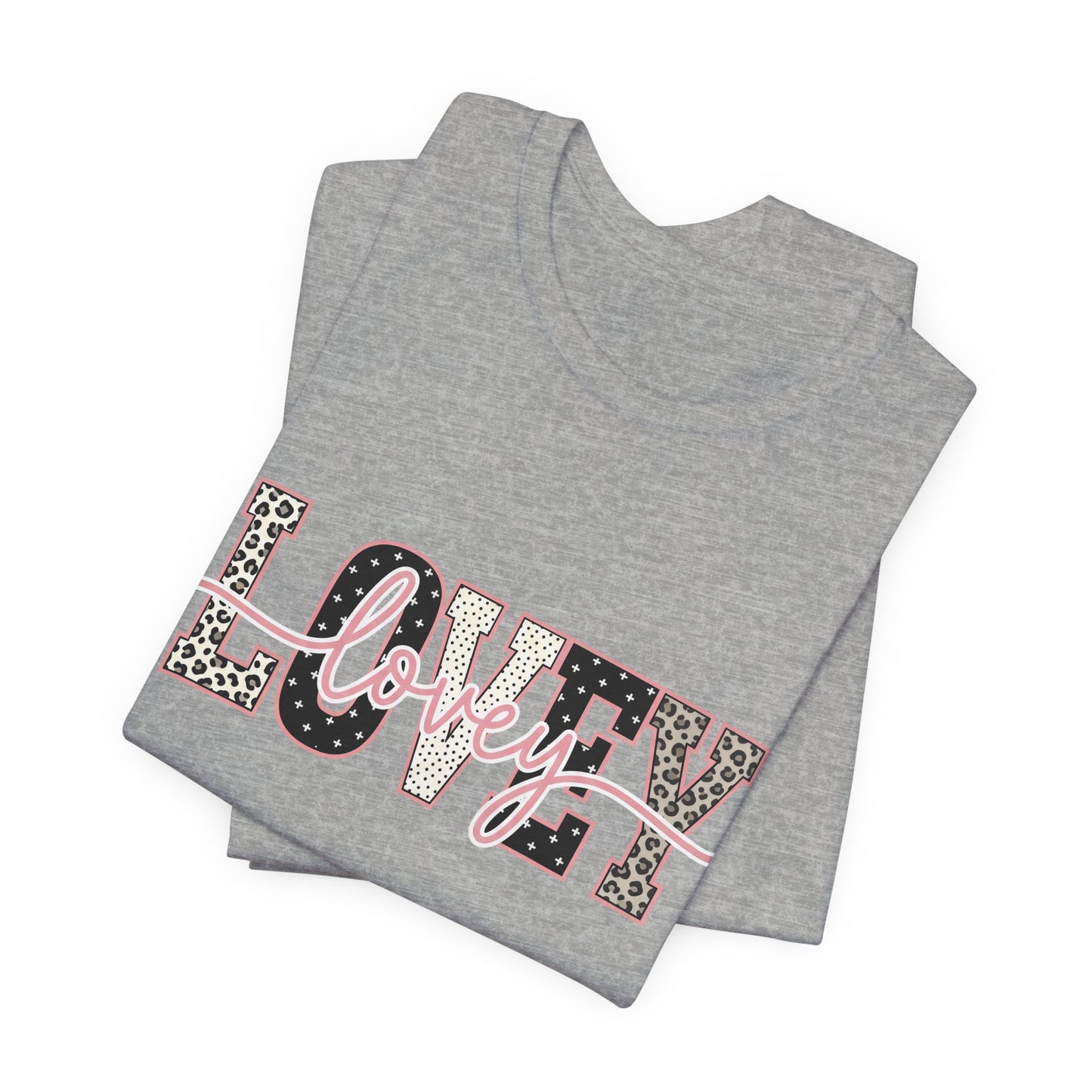 Lovey Mom T-Shirt — 'Lovely' Script Over 'MOM' Leopard Print Tee