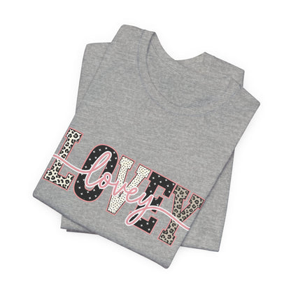Lovey Mom T-Shirt — 'Lovely' Script Over 'MOM' Leopard Print Tee