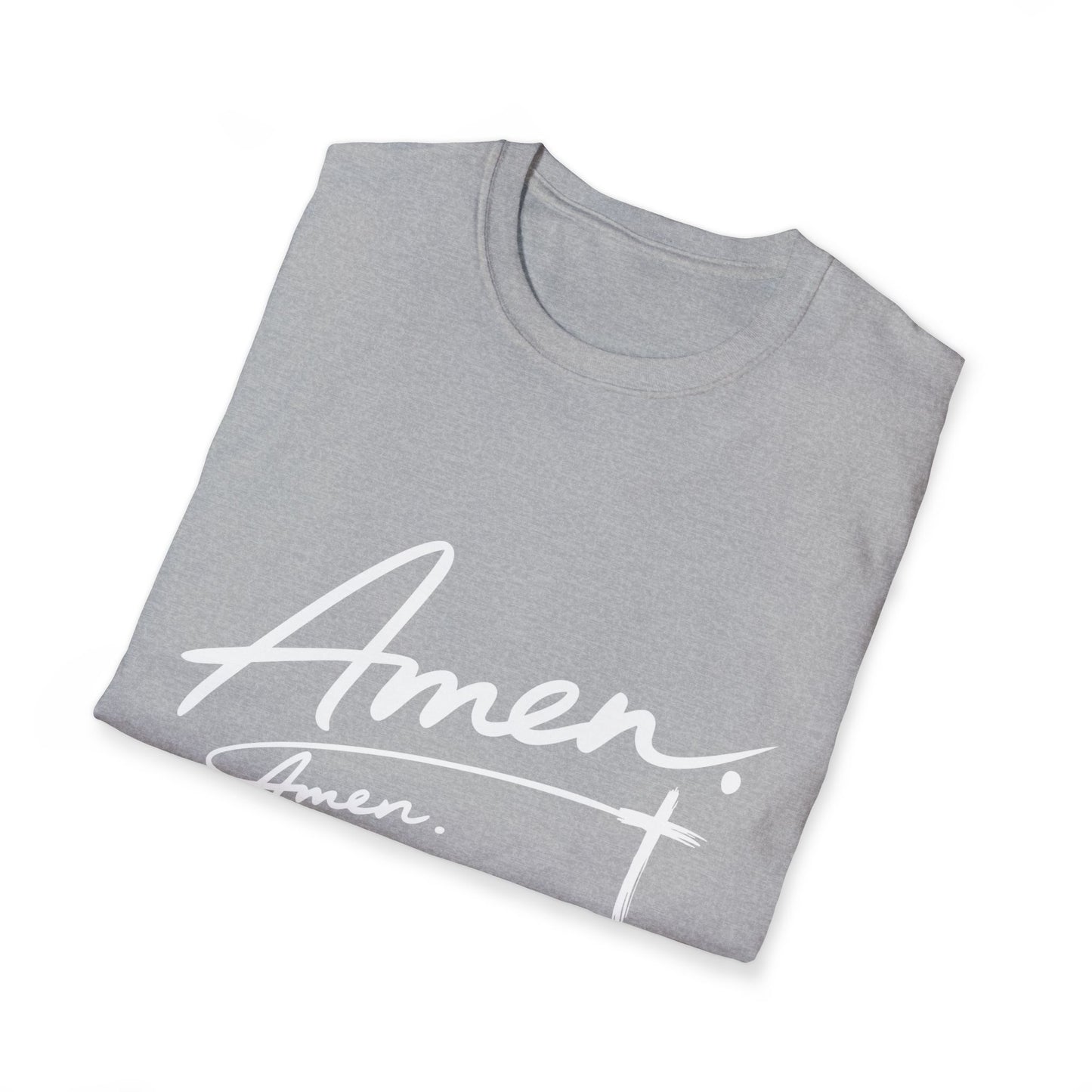 Amen Script T-Shirt — Faith-Inspired Christian Tee with Cross