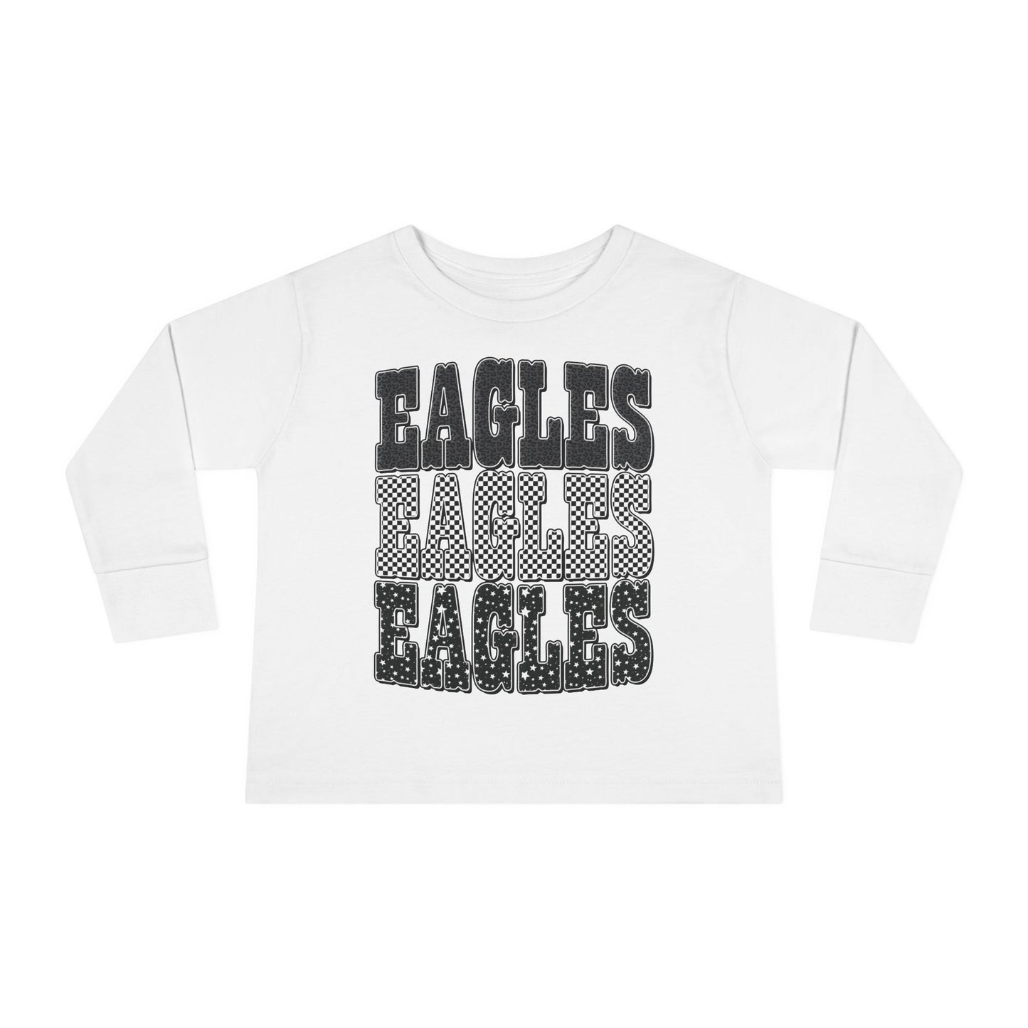 Toddler Long Sleeve Tee - 'EAGLES' Stacked Sport Graphic