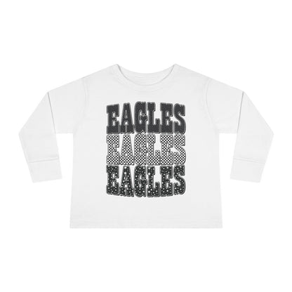 Toddler Long Sleeve Tee - 'EAGLES' Stacked Sport Graphic