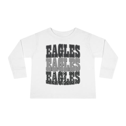 Toddler Long Sleeve Tee - 'EAGLES' Stacked Sport Graphic