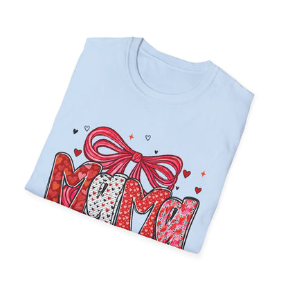 Mama Heart Graphic T-Shirt — Cute Floral ‘MAMA’ Design with Ribbon (Mother’s Day Gift)