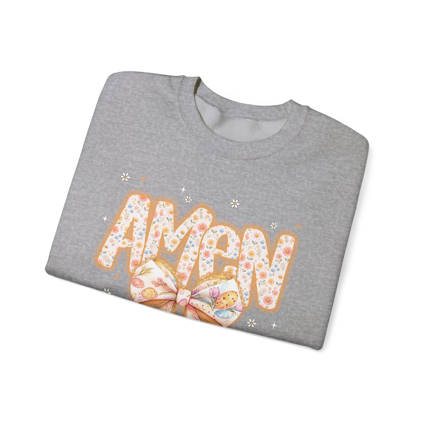 Crewneck Sweatshirt — 'AMAW' Pastel Bow Glitter Graphic