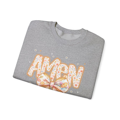 Crewneck Sweatshirt — 'AMAW' Pastel Bow Glitter Graphic