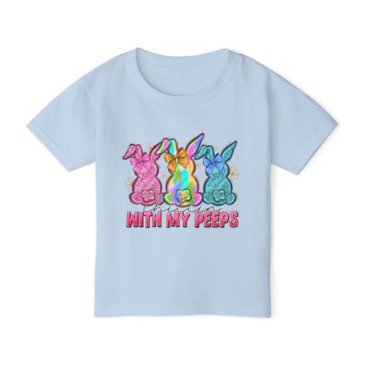 Toddler T-Shirt "With My Peeps" Colorful Easter Bunny Crew