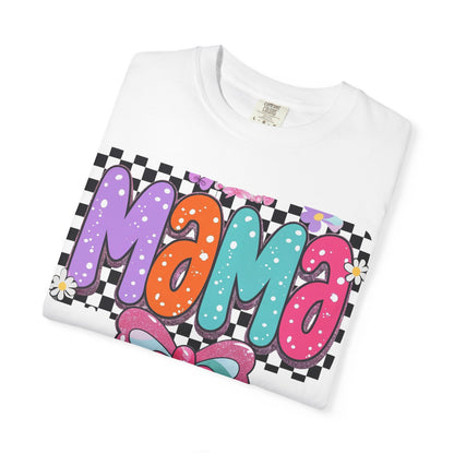 Mama Graphic T-Shirt — Colorful Retro Bow Design- COMFORT COLORS