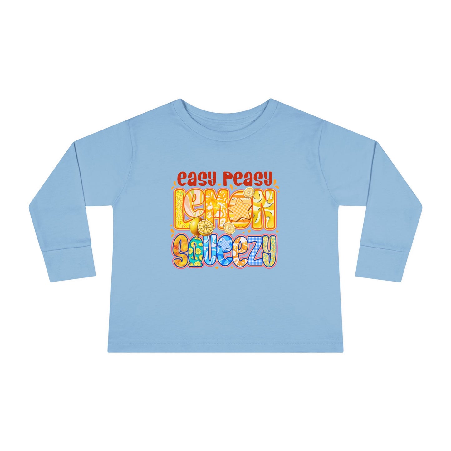 Easy Peasy Lemon Squeezy Toddler Long Sleeve Tee – Playful Citrus Graphic Shirt for Kids