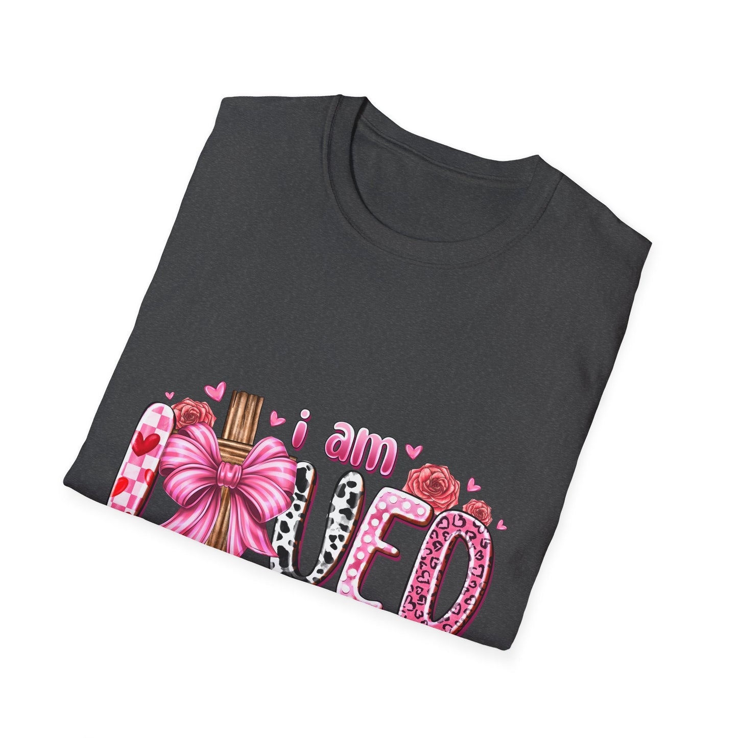 I Am Loved John 3:16 T-Shirt — Pink Floral Christian Faith Tee