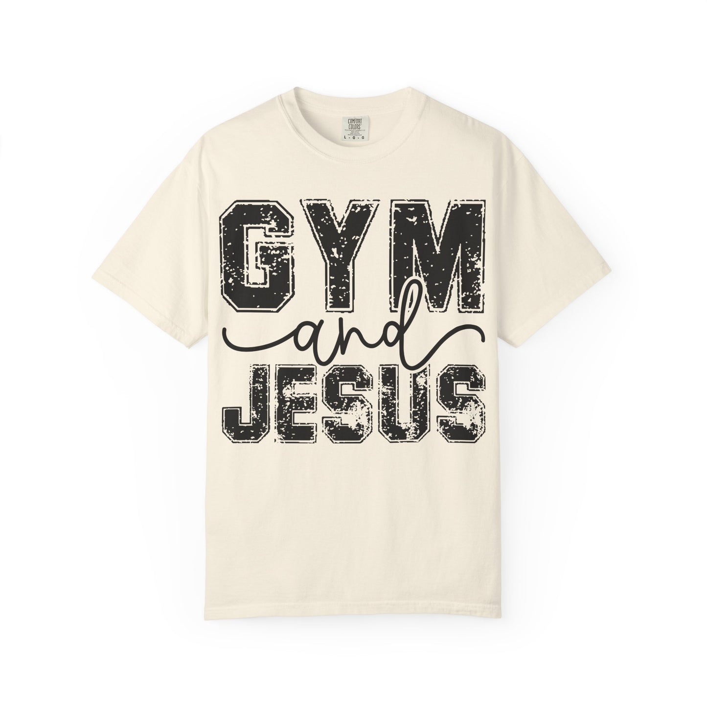 Gym and Jesus T-Shirt – Faith & Fitness Graphic Tee- COMFORT COLORS