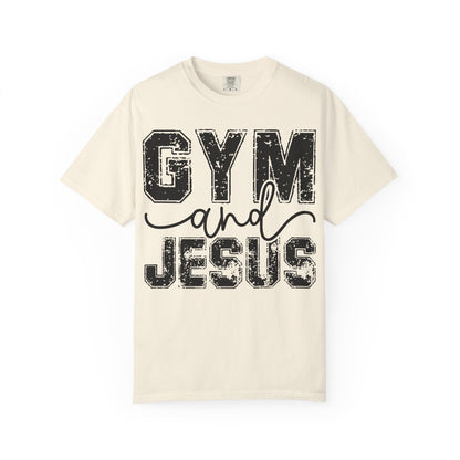 Gym and Jesus T-Shirt – Faith & Fitness Graphic Tee- COMFORT COLORS