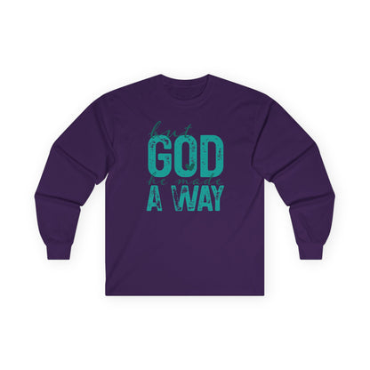 Long Sleeve Tee — 'But God Made A Way' Inspirational Faith Shirt