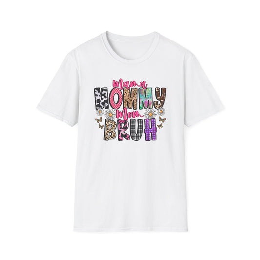 Mommy Brűh Graphic T-Shirt — Colorful Leopard & Floral Mom Shirt