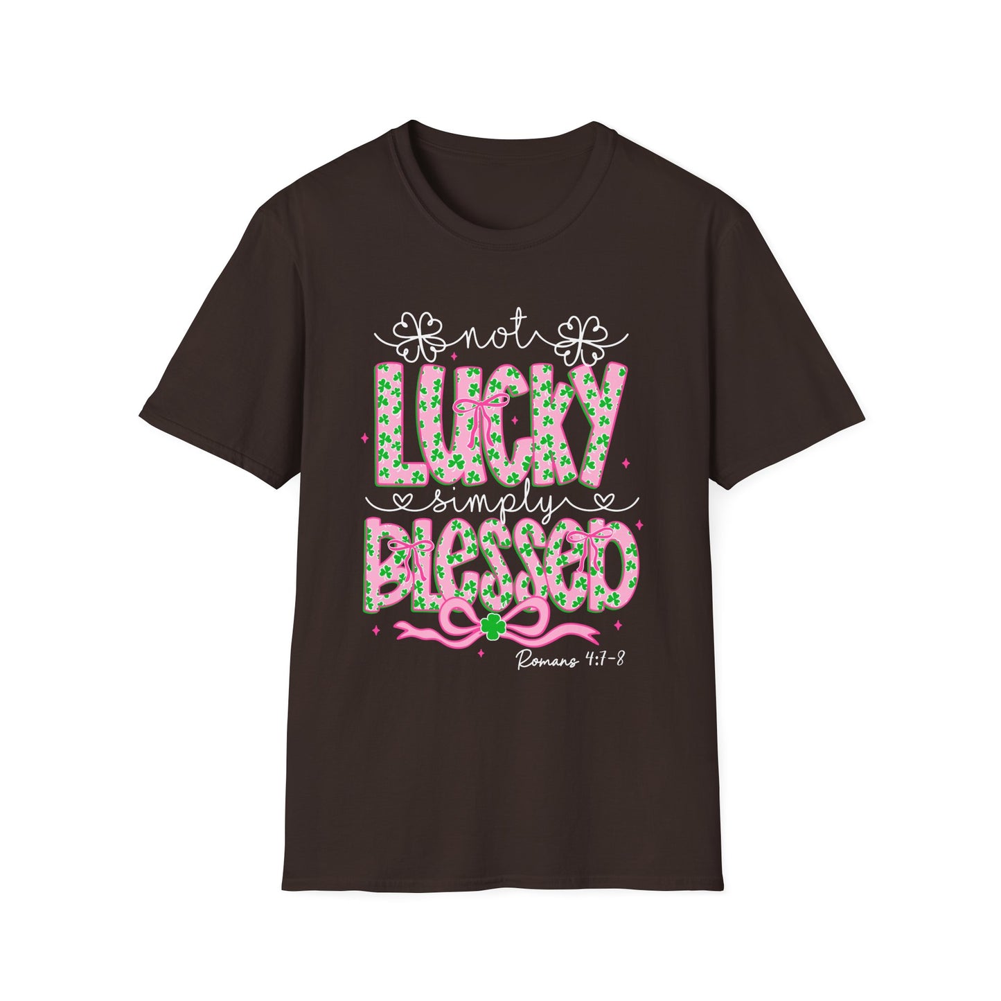 Lucky Simply Blessed T-Shirt — "Not Lucky, Simply Blessed" Christian St. Patrick's Tee