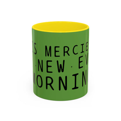 Green Accent Coffee Mug — "New Mercies Every Morning" Inspirational Tea & Coffee Cup