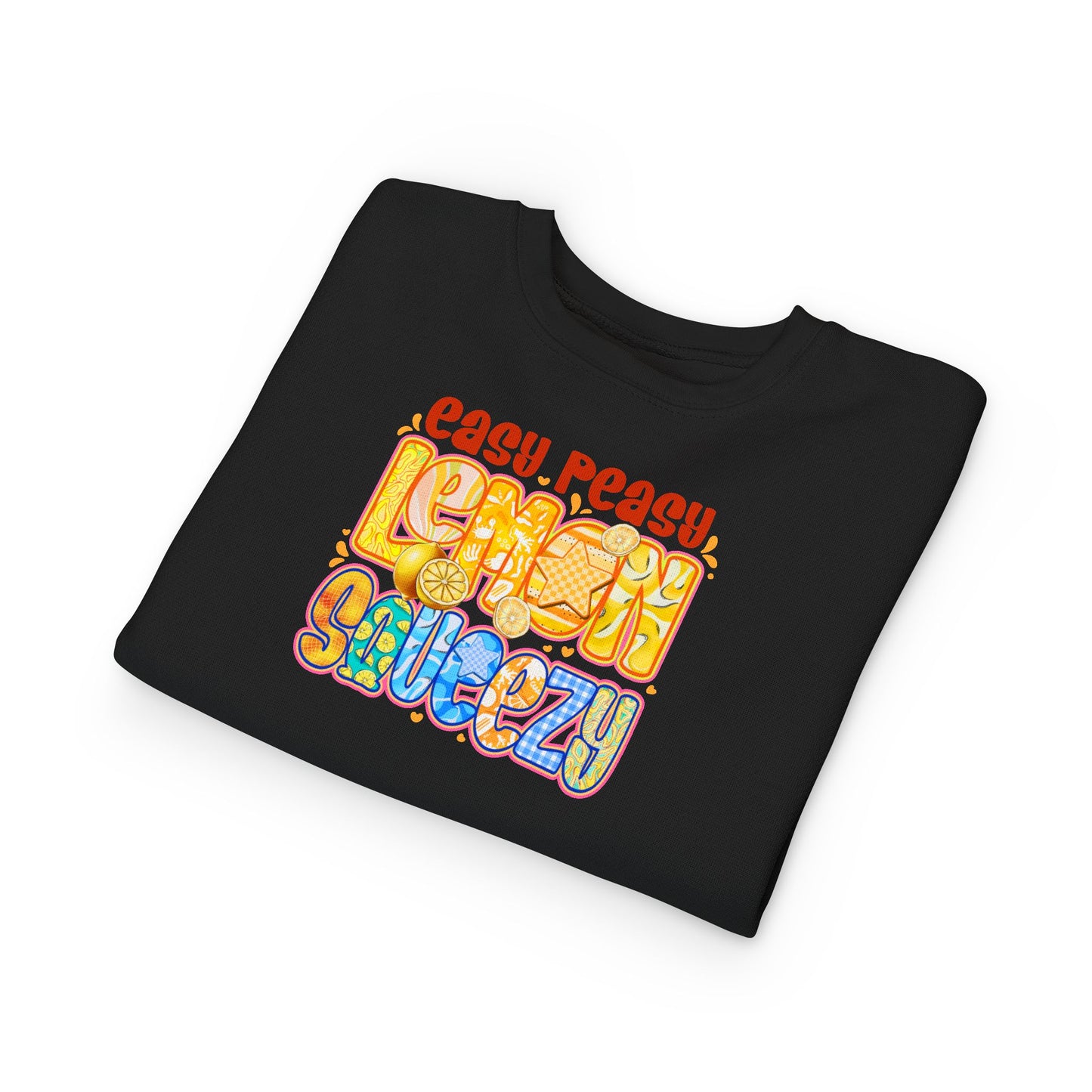 Toddler Sweatshirt - "Easy Peasy Lemon Squeezy" Colorful Retro Graphic