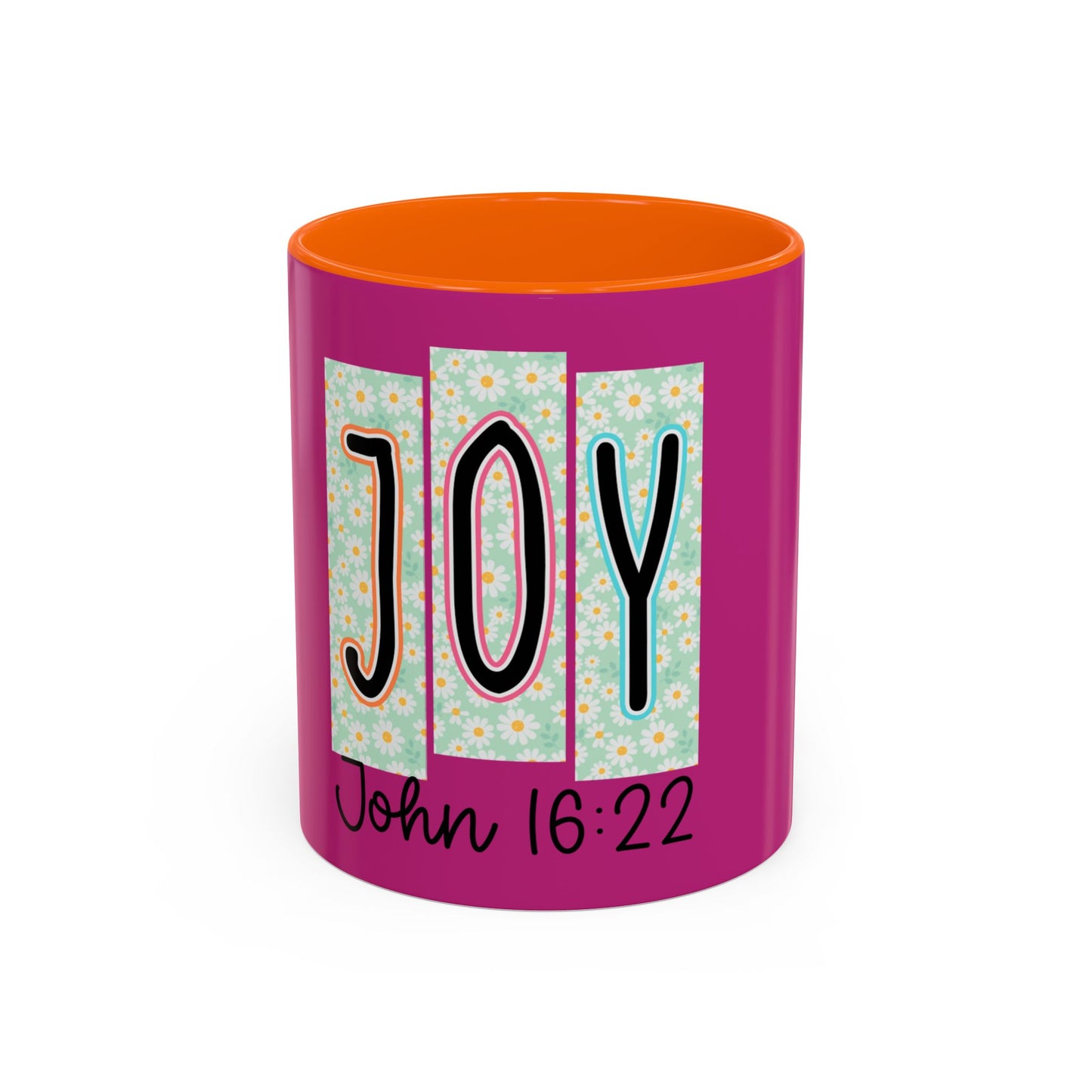 Joy John 16:22 Accent Coffee Mug — Christian Inspirational Ceramic Mug