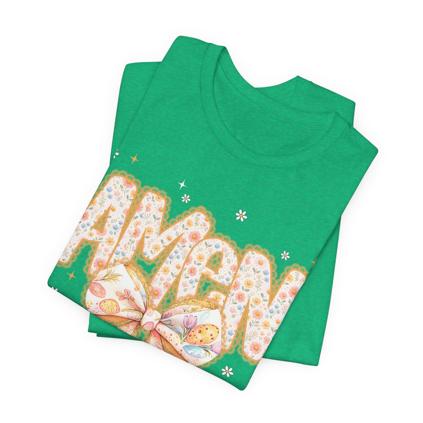 Amen Floral Bow T‑Shirt — Pastel Faith Graphic Tee