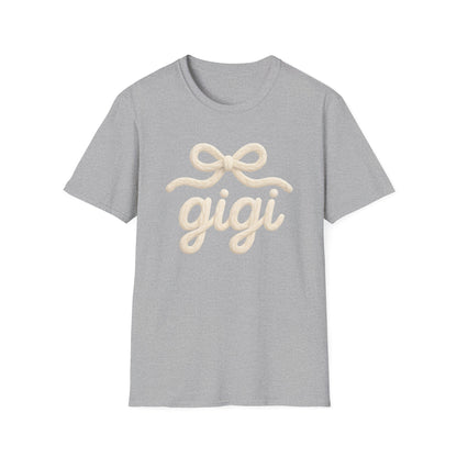 Gigi Script Bow T-Shirt — Cute Grandma Gigi Gift