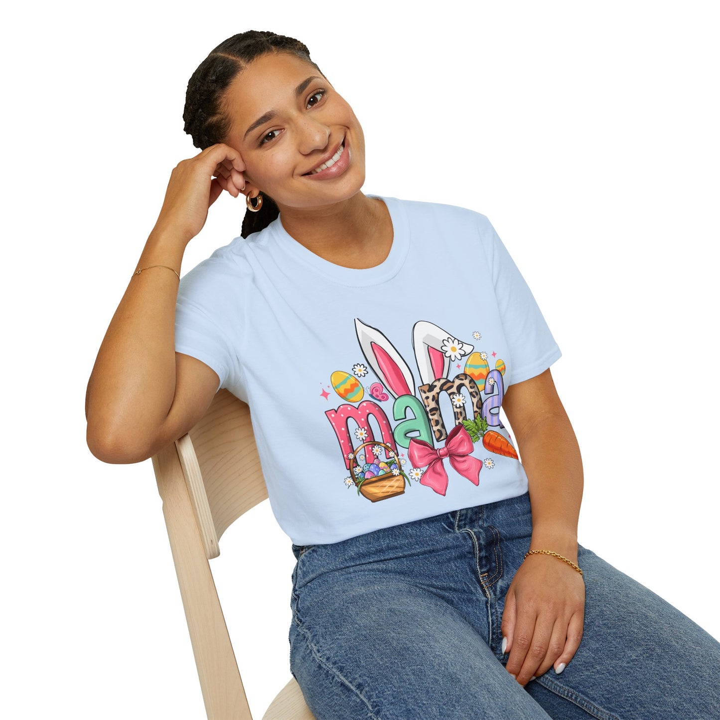 Mama Easter Bunny T-Shirt — Cute Spring Mom Tee with Bunny Ears & Eggs